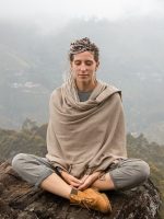 woman meditating outdoors